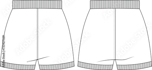 ribbed waistband ribbed cuff elastic knitted mini short template technical drawing flat sketch cad mockup fashion woman design style model
