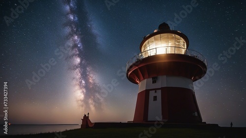 lighthouse at night lighthouse is actually a giant telescope that is used to observe the stars and planets at night 