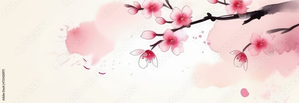 Cherry blossom flower blooming. Pink sakura flower background. Pink cherry blossom, isolated Sakura tree branch. For card, banner, invitation, social media post, poster, mobile apps, advertising. Cherry blossom flower blooming. Pink sakura flower background. Pink cherry blossom, isolated Sakura tree branch. For card, banner, invitation, social media post, poster, mobile apps, advertising.