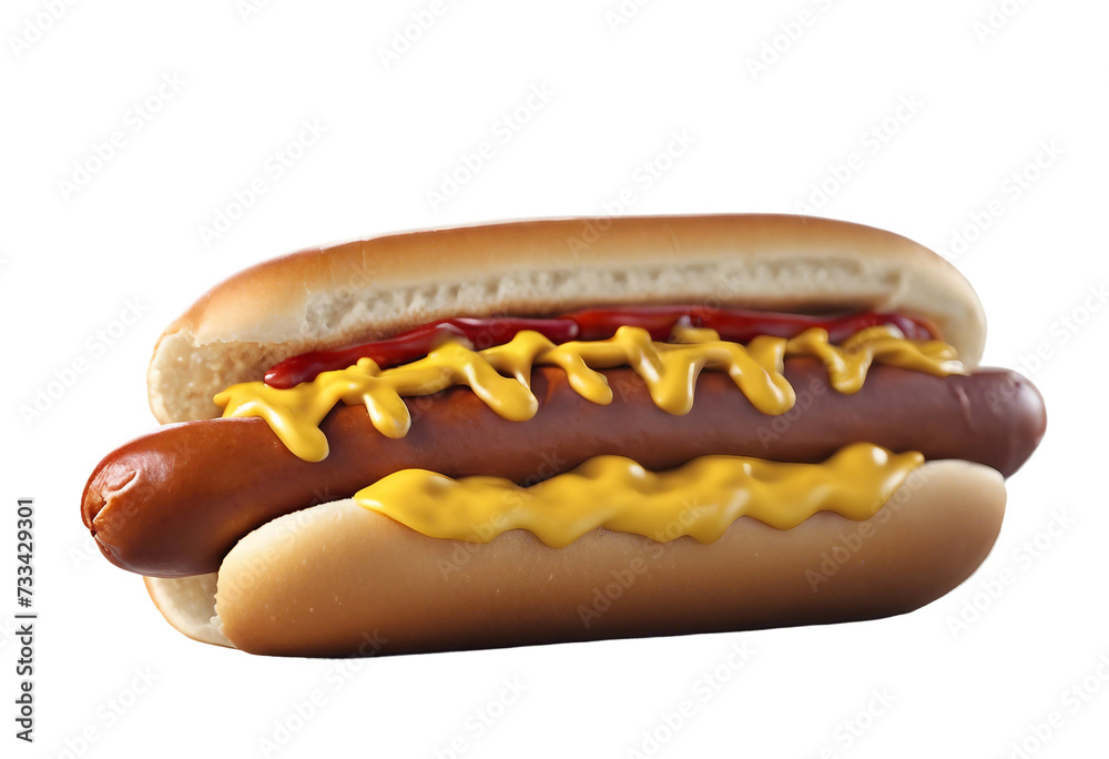 Delicious hot dog with mustard isolated on white background Delicious hot dog with mustard isolated on white background