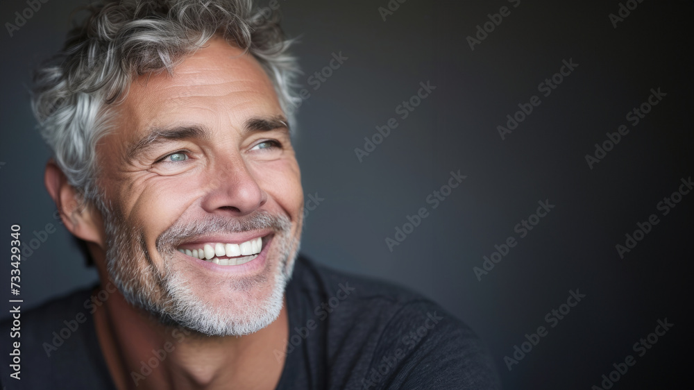 Handsome middle age man happy face smiling looking at the camera, mature age man with gray hair, Isolated on black background, copy space. Handsome middle age man happy face smiling looking at the camera, mature age man with gray hair, Isolated on black background, copy space.