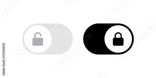 On Off toggle switch buttons. lock icon security symbol - locked, unlock icon button