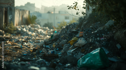 Garbage piles abandoned in the city.