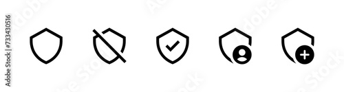 Shield check mark icon or security shield protection icon with tick symbol. protect user icon , add shield plus icon