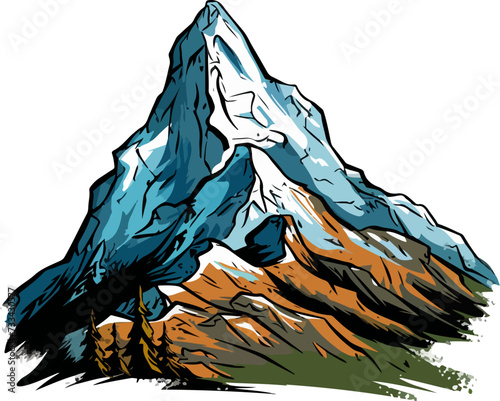 mountain vector illustration isolated on transparent background. 