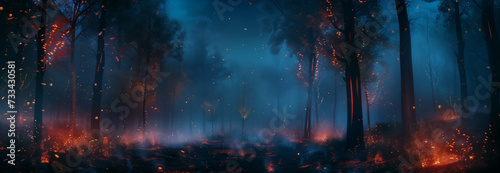 Forest fire during the night.