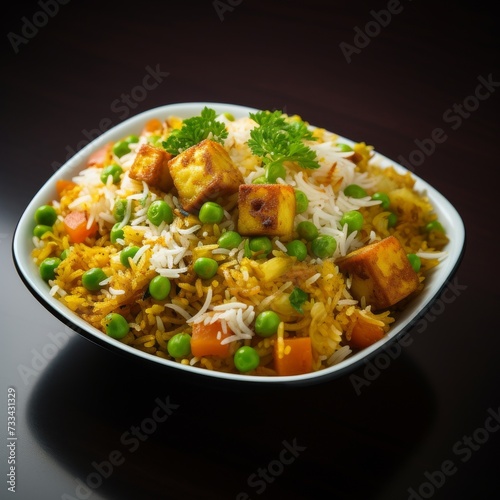 Delectable Paneer Peas Biryani Combo: A Photorealistic Feast from Every Angle generative ai