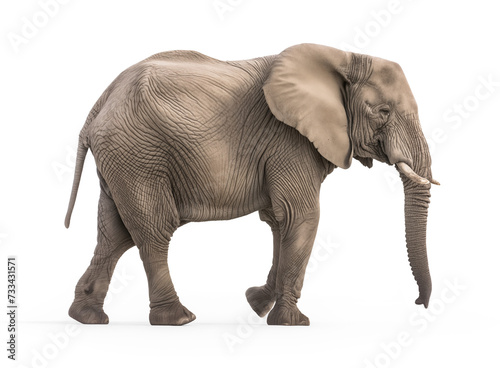 Large African Elephant isolated on white transparent background, png