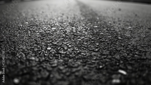 Asphalt texture is a common material used in various surfaces like roads and pavements. It often features a coarse, granular appearance, with dark gray or black coloration photo