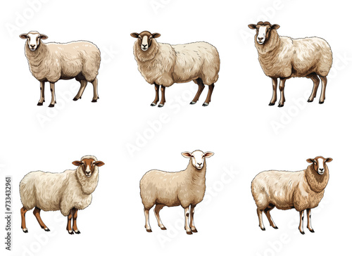 sheep vector illustration isolated on white background. 
