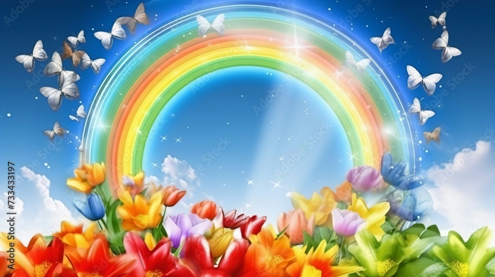 rainbow and flower