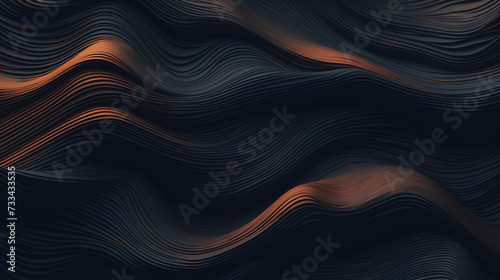 Abstract Wavy Texture in Black, Orange, and Bronze Night Waves.