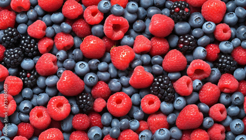 seamless repeatable and tilelable texture pattern of fresh mixed berries fruits 