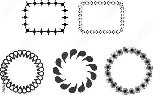 Set of Ethnic Decorative Round and Rectangular Frames