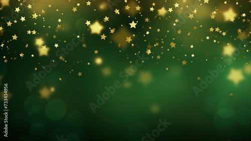 Abstrakcyjne tło w kolorze zieleni z małymi złotymi gwiazdami. #733434956