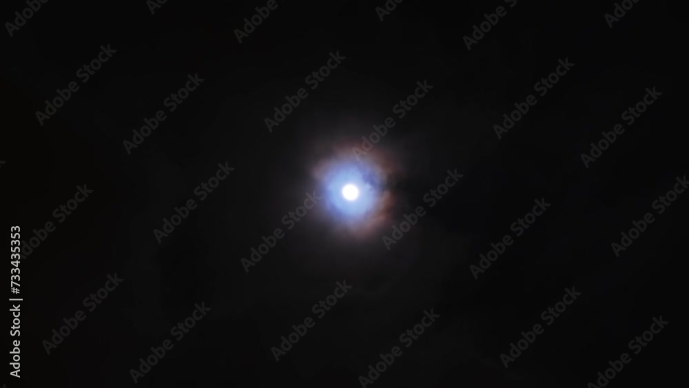 Night Cloudy Sky with Bright Full Moon