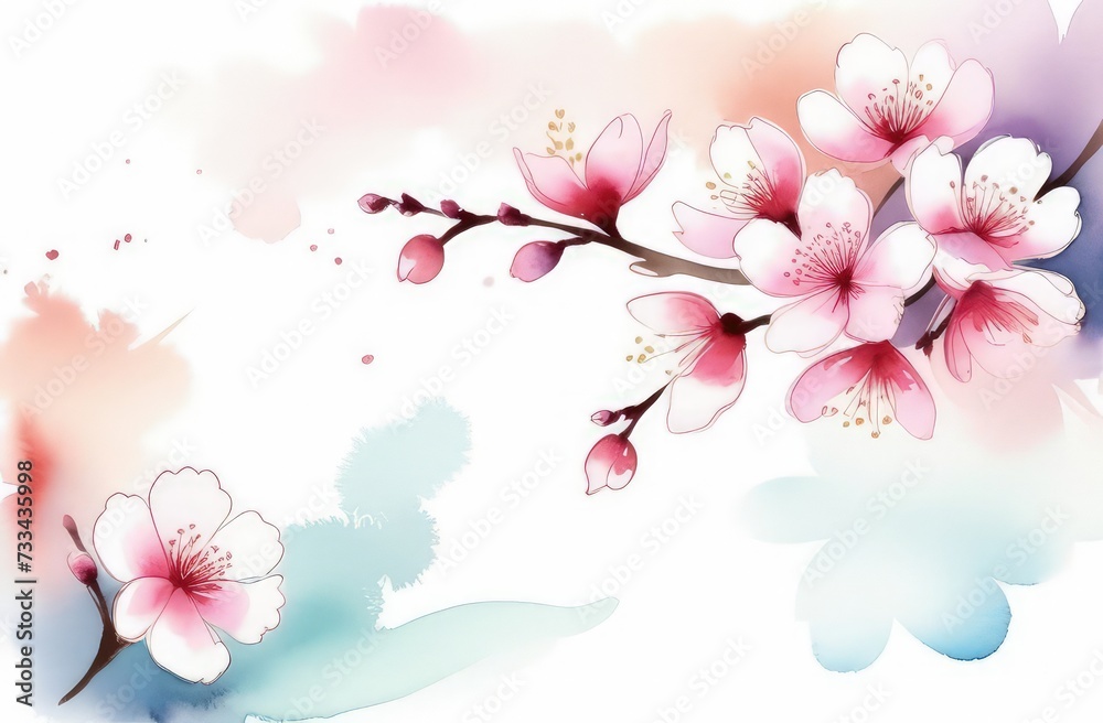 Cherry blossom flower blooming. Pink sakura flower background. Pink cherry blossom, isolated Sakura tree branch. For card, banner, invitation, social media post, poster, mobile apps, advertising. Cherry blossom flower blooming. Pink sakura flower background. Pink cherry blossom, isolated Sakura tree branch. For card, banner, invitation, social media post, poster, mobile apps, advertising.