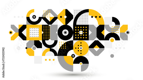 Bauhaus trendy abstract geometric vector background, tiling mosaic pattern Memphis style abstraction, cool creative wallpaper composition.