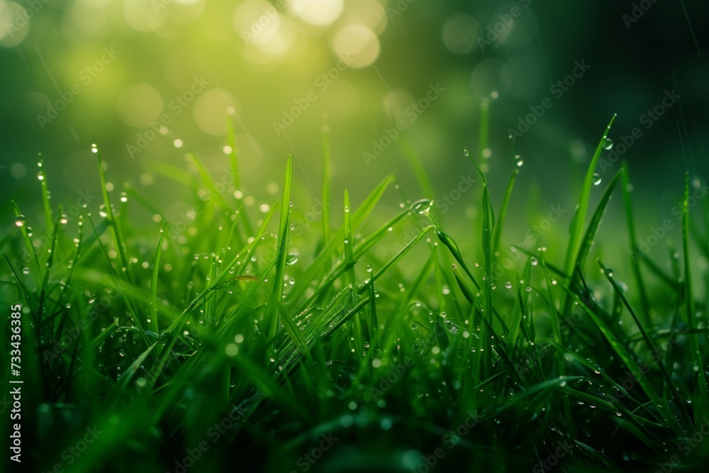 dew drops on grass background