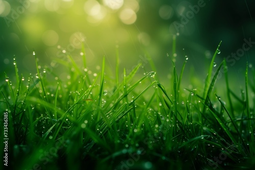 dew drops on grass background