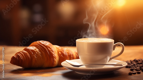 cup of coffee and croissant