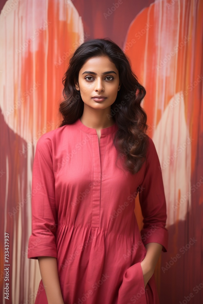 Bold Hues, Minimal Lines: Red Kurti Kameez Captures Youthful Sophistication generative ai Bold Hues, Minimal Lines: Red Kurti Kameez Captures Youthful Sophistication generative ai
