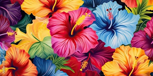 Drawing painting graphic art decoration background hibiscus floral flowers pattern