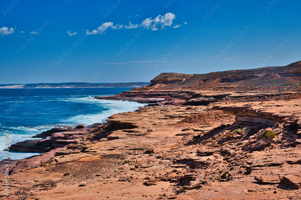 Low coastal cliff landscape along the Mushroom Rock Trail, Kalbarri National Park, Western Australia
Low coastal cliff landscape along the Mushroom Rock Trail, Kalbarri National Park, Western Australia