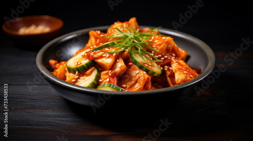 Spicy Oi-Kimchi: Cucumber Kimchi in a Black Bowl