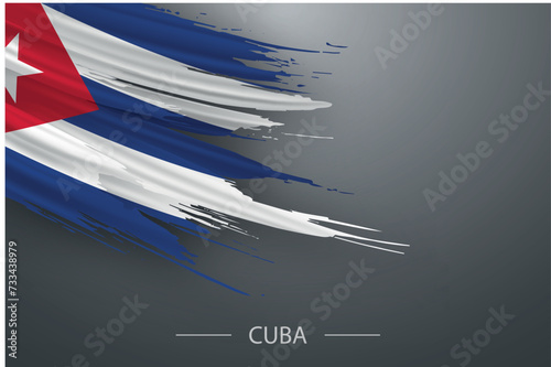 3d grunge brush stroke flag of Cuba