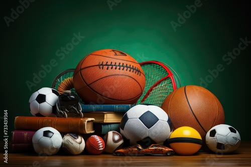 Different types of sport equipments