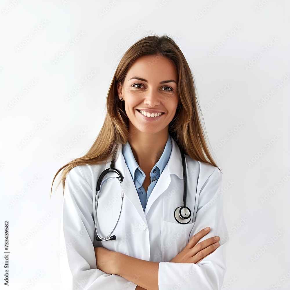 Compassionate Friendly Doctor on White Backdrop Compassionate Friendly Doctor on White Backdrop