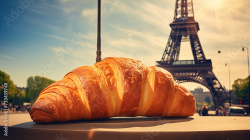 huge croissant lies on a street in Pari