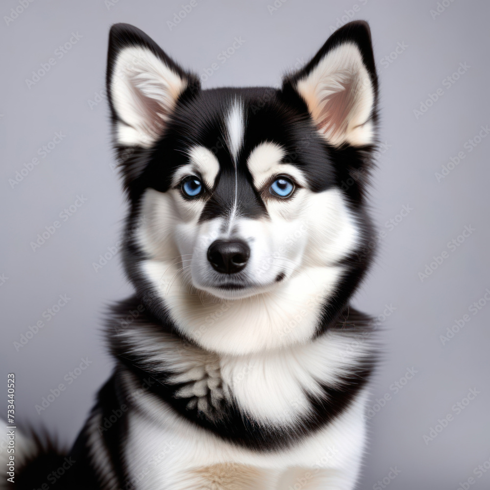 Alaskan Klee Kai portrait. Mini husky dog. Generative AI Alaskan Klee Kai portrait. Mini husky dog. Generative AI