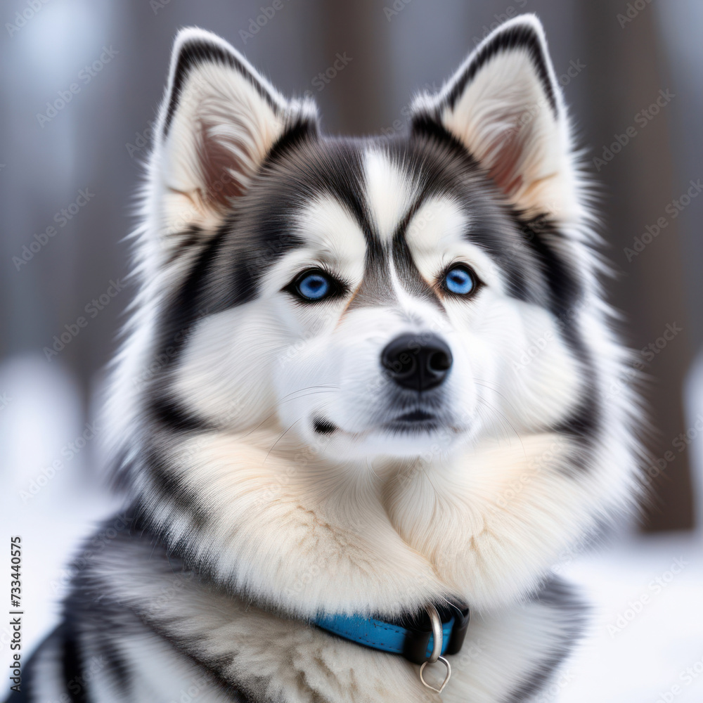 Alaskan Klee Kai portrait. Mini husky dog. Generative AI