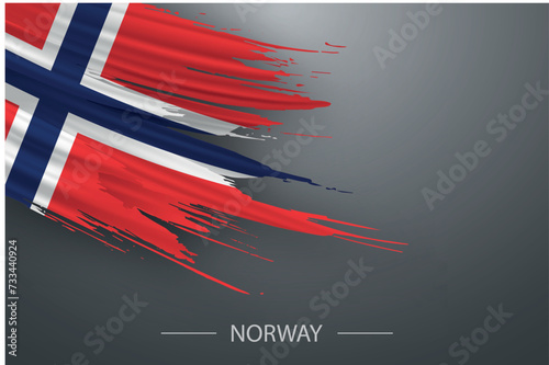 3d grunge brush stroke flag of Norway