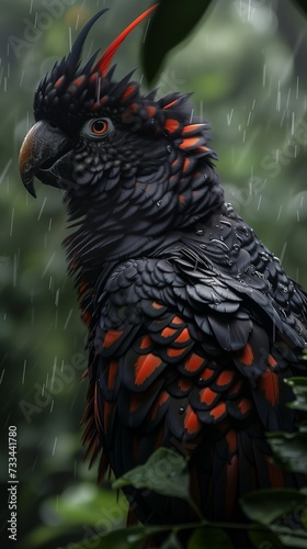 Wallpaper Mural A fantasy parrot, Dynamic, Heavy Rain in Jungle Forest, Jungle Nature Photography, Dramatic Light Torontodigital.ca
