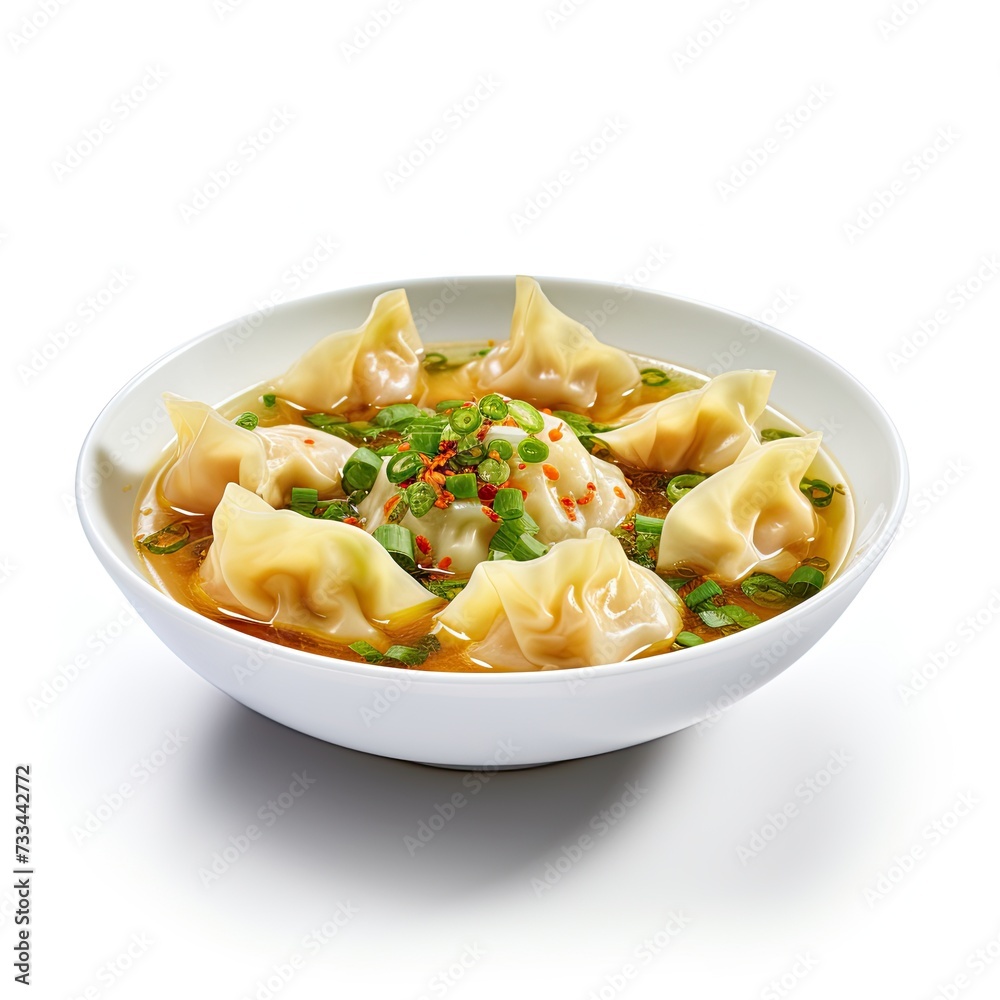 Wonton soup closeup isolated on white background Wonton soup closeup isolated on white background