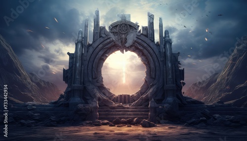 fantasy temporary majestic stone portal to another world photo