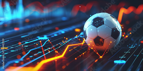 soccer ball on the background of graphs. concept of online betting on sporting events photo