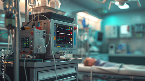 anesthesia machine in hospital operating room photo