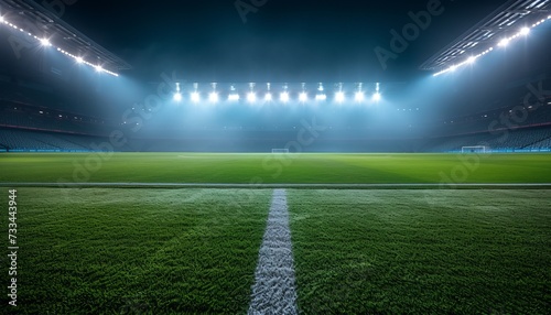 empty stadium with floodlights