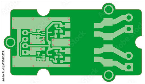 Electric background. Vector pcb pattern. 
Printed circuit board of electronic 
device with
conductors and contact pads placed on it. 
Engineering drawing.
