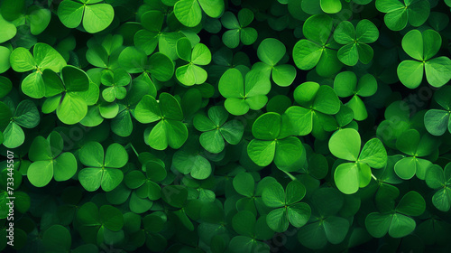 Background for St. Patrick s Day  clover leaves on a green background  greeting card