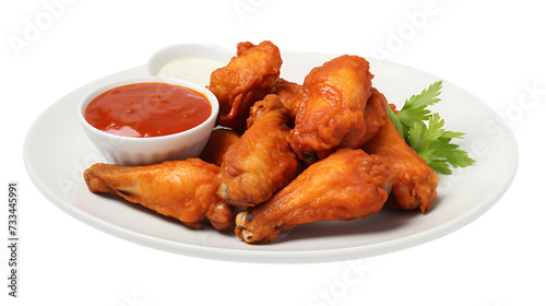 fried wings with sauce  isolated on white background png