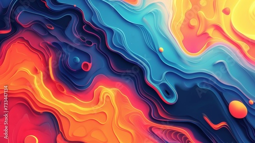 Blue and Orange Abstract Liquid Swirls Background