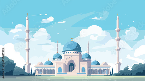 Islamic mosque building flat vector illustration.