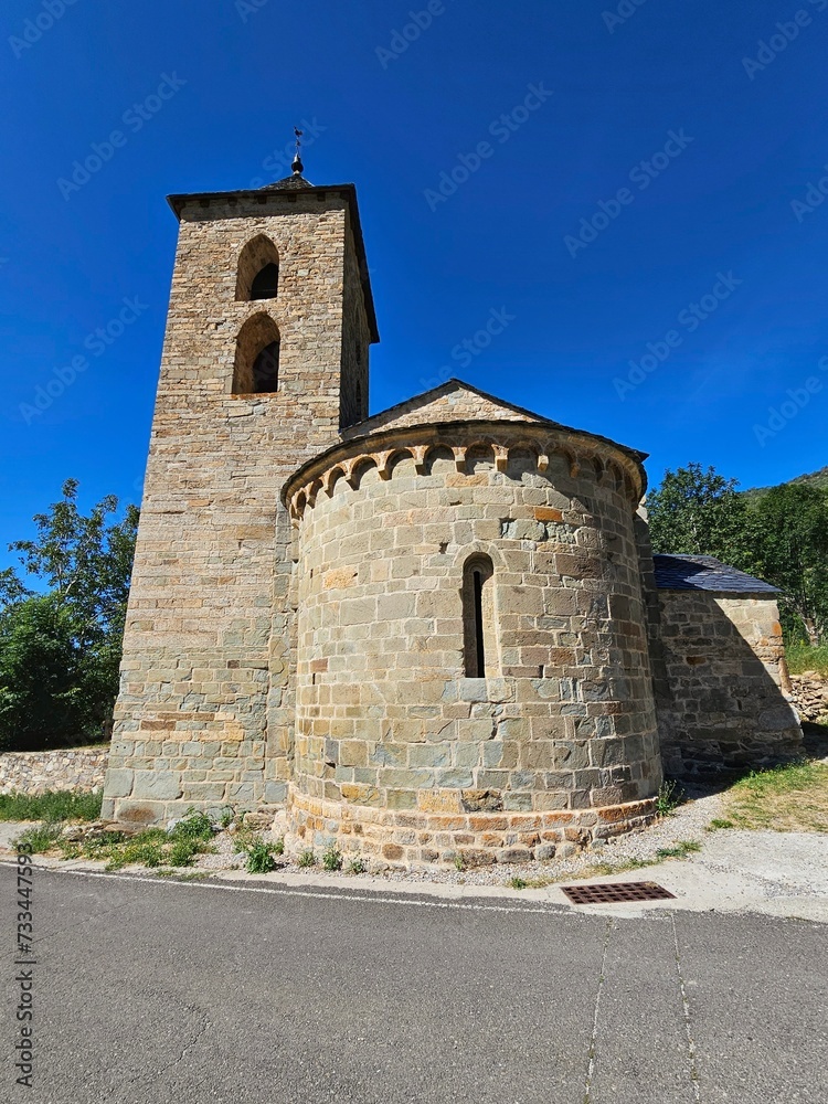 Church of Coll belonging to the architectural group of Romanesque churches of the Vall de Boí de Lleida, declared a World Heritage Site by UNESCO