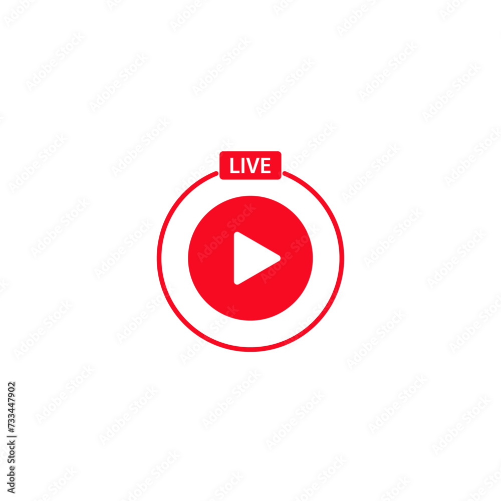 Live streaming icon ,sign. Button for broadcasting, livestream or online stream. Template for tv, channel, live breaking news, social media, online.Vector design isolated on white background Live streaming icon ,sign. Button for broadcasting, livestream or online stream. Template for tv, channel, live breaking news, social media, online.Vector design isolated on white background
