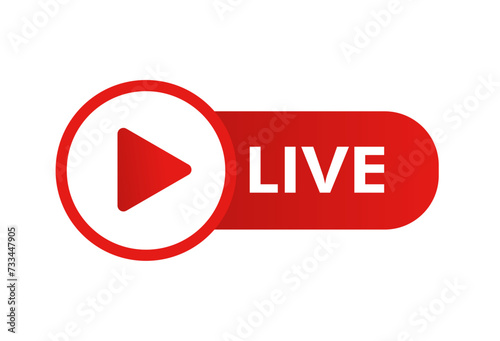 Live streaming  icon ,sign. Button for broadcasting, livestream or online stream. Template for tv, channel, live breaking news, social media, online.Vector design isolated on white background photo